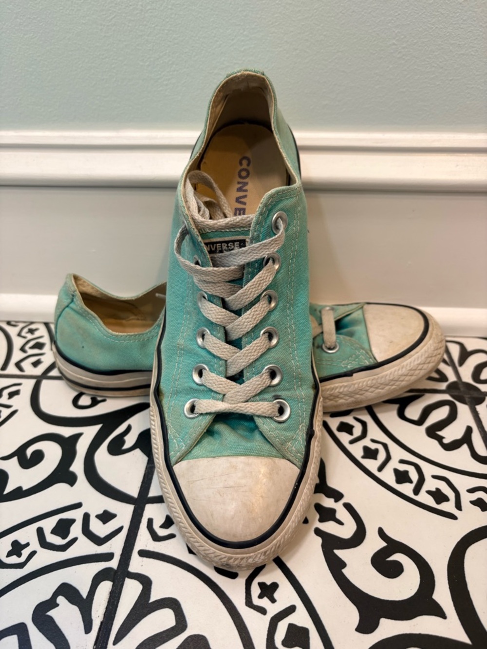Converse Low Top Sneakers in Aqua Canvas